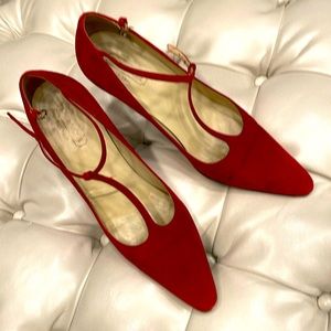 Red suede Coach shoes